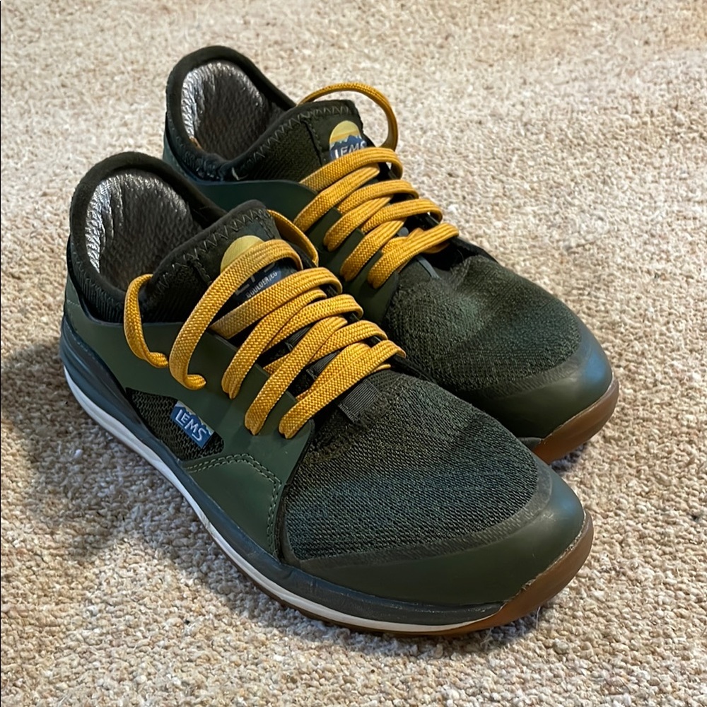 Green and Yellow Sneakers with Cushioned Sole